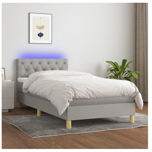  Krevet box spring s madracem LED svjetlosivi 80x200 cm tkanina Cene