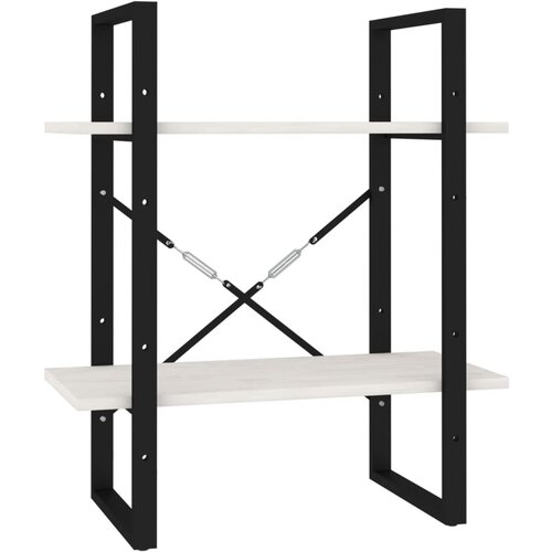 Maison Chic Knjižna omara - Knjižni regal 2-nadstropna bela 60x30x70 cm trdna borovina, (21725154) Slike