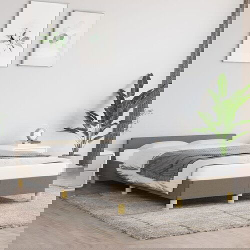 VidaXL okvir za krevet s uzglavljem smeđesivi 120x200 cm od tkanine Slike