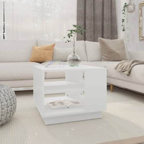 VidaXL Klubska mizica bela 55x55x43 cm iverna plo&amp;scaron;ča Slike