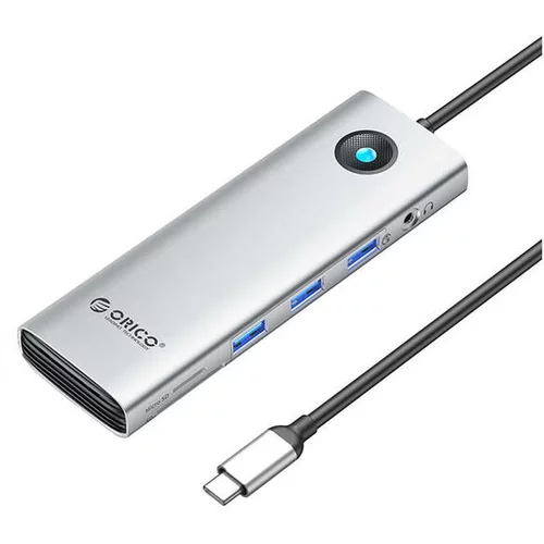 Orico Priključna postaja HUB 10v1 USB-C, HDMI, 3xUSB, SD/TF, Audio (srebrna)