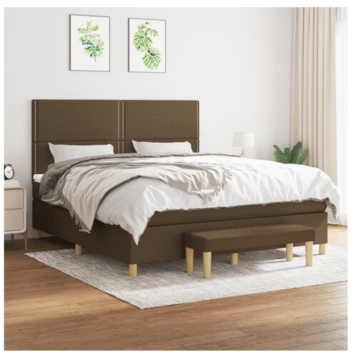 VidaXL Box spring postelja z vzmetnico temno rjava 180x200 c Slike