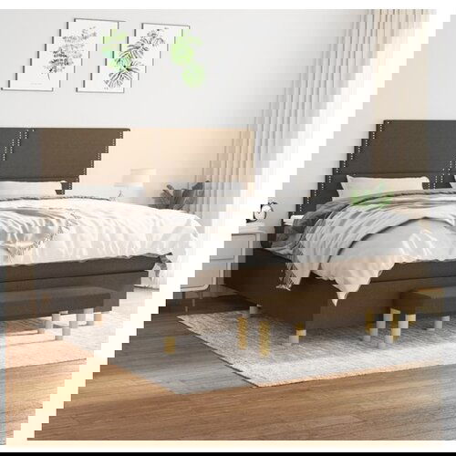vidaXL Krevet s oprugama i madracem tamnosmeđi 180x200 cm tkanina Cijene