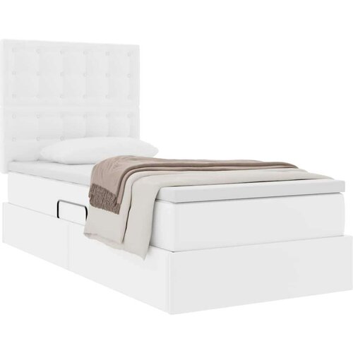  Krevet s od storage Čista bijela 90 x 200 cm Lažna koža Slike