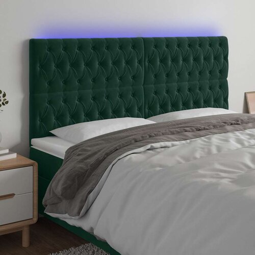  LED uzglavlje tamnozeleno 200x7x118/128 cm baršunasto Cene