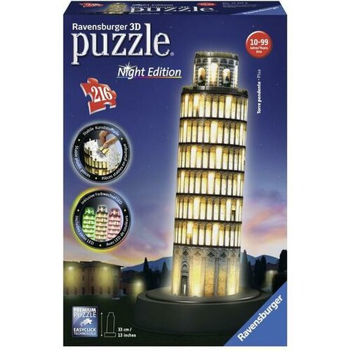 Ravensburger 3D puzzle - Toranj u Pizi noćno izdanje - 216 delova Slike