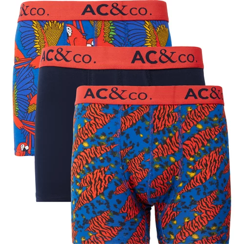 AC&Co / Altınyıldız Classics Men's Navy Blue-Tile Cotton Stretch Patterned 3-Pack Boxer