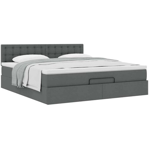 VidaXL Otomanski krevet s madracem tamnosivi 180x200cm od tkanine Slike