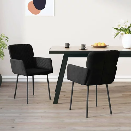  Jedilni stoli 2 kosa črn žamet, (20624615)