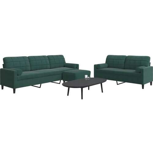 VidaXL 3-dijelni set sofa s jastucima tamnozeleni bar&amp;scaron;unasti Slike