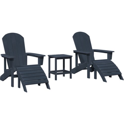  Set od 3 dijela vrtnih lounge stolica mornarska plava HDPE Slike