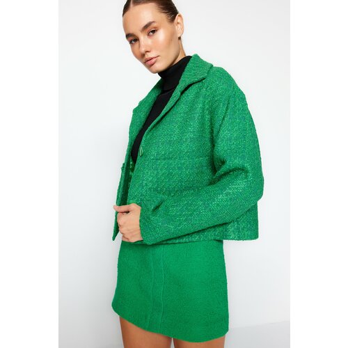 Trendyol Green Tweed Jacket Coat Cene