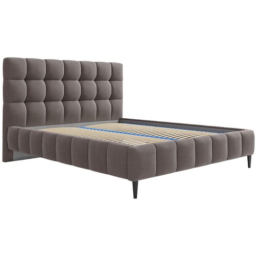 MID.YOU OBLAZINJENA POSTELJA 160 cm x 200 cm , les, tekstil, leseni material umazano rjava Slike