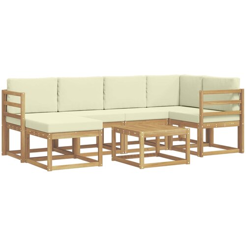  Set vanjskih sofa 7 pcs Bijela i krem Čvrsto drvo akacije Slike