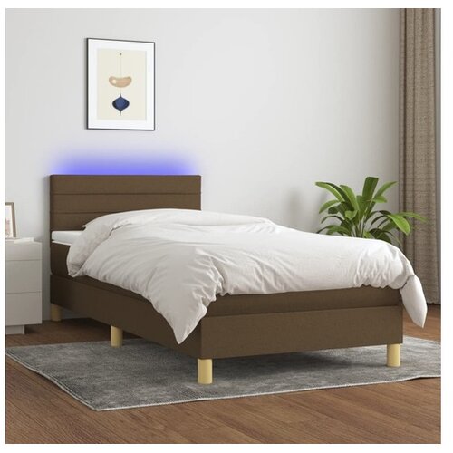  Krevet box spring s madracem LED tamnosmeđi 100x200 cm tkanina Cene