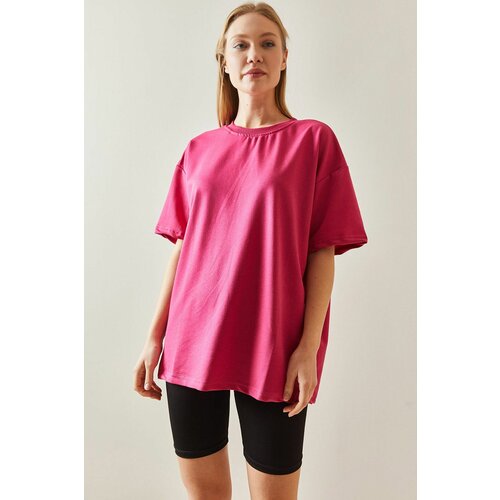 XHAN Fuchsia Oversize Basic T-Shirt 3YXK1-47087-07 Slike