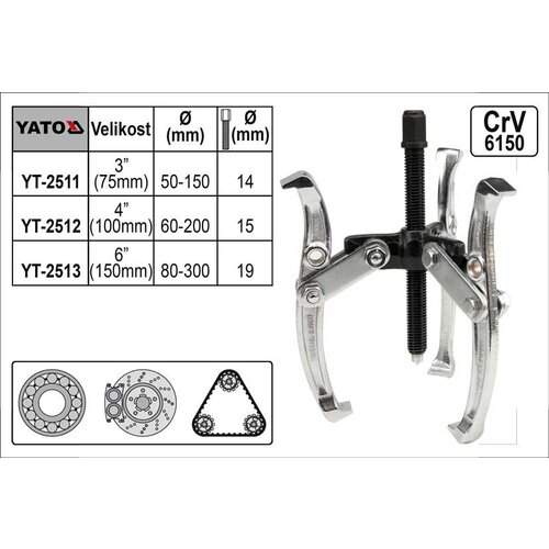 Yato Snemalnik 3-kraki &amp;scaron;irina ramen 200 mm dolžina 100 mm, (20687538) Slike