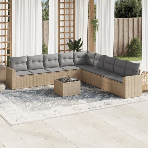  10-dijelni set vrtnih sofa s jastucima bež od poliratana Cijene