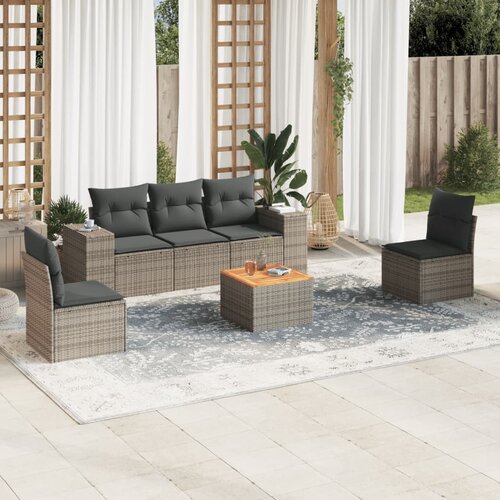 vidaXL 6-dijelni set vrtnih sofa od poliratana s jastucima sivi Cijene