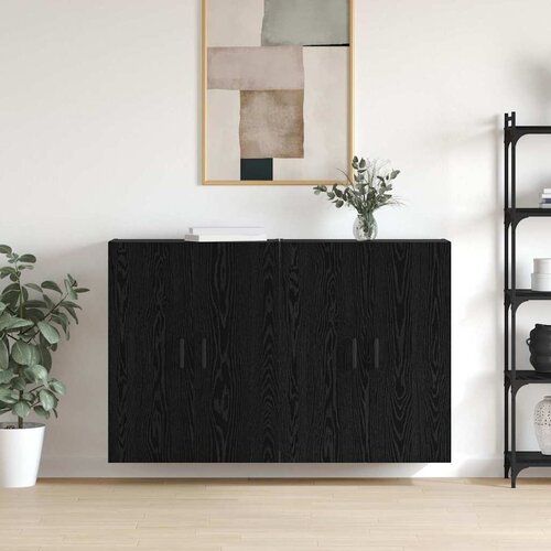 VidaXL Ogreti omarice s polico 2 pcs Črni hrast 69,5 x 34 x 90 cm Slike