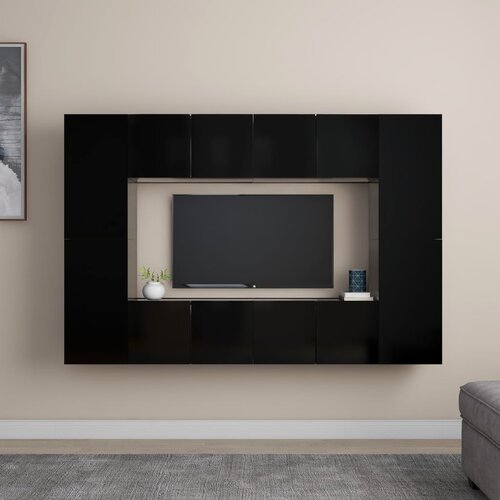  8-dijelni set TV ormarića crni od iverice Slike