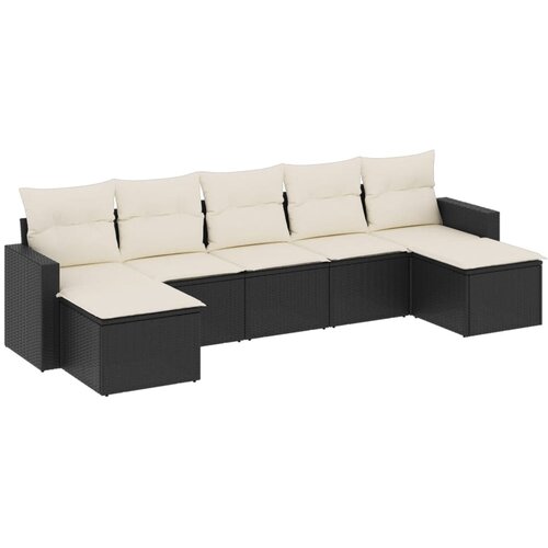  7-dijelni set vrtnih sofa od poliratana s jastucima crni Slike