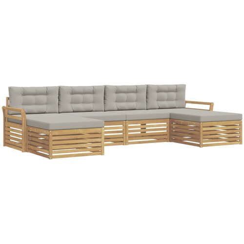  Set vanjskih sofa 6 kom. Bijela i svjetlosiva 333 x 162,5 x 73 cm Slike