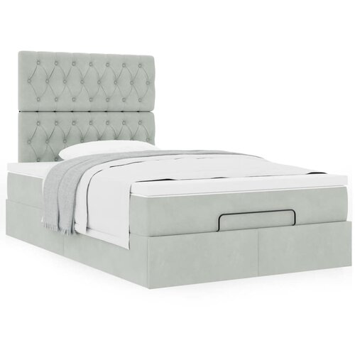 VidaXL Okvir za krevet s madracima svjetlosivi 120x190 cm bar&amp;scaron;unasti Slike