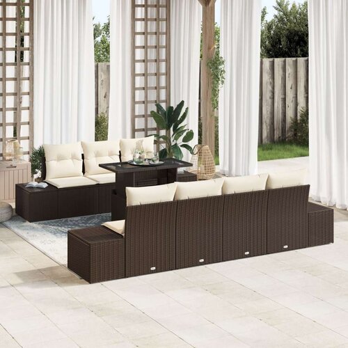  Set vrtnih sofa Set od 8 Smeđa Krem Ratan Poliester Slike