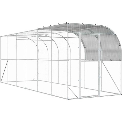  Kavez za piletinu uz zid Srebrna 600 x 200 x 215 cm Slike