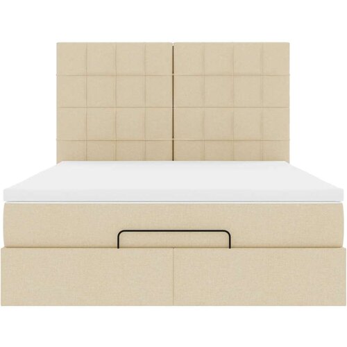  Otomanski krevet s madracem krem 140x190cm od tkanine Slike
