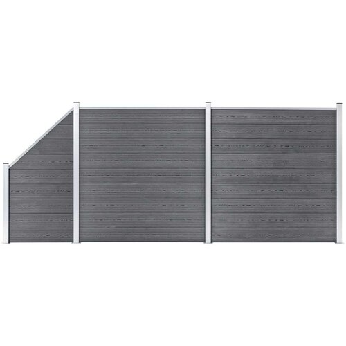 vidaXL WPC ograjni paneli 2 kvadratna + 1 poševni 446x186 cm sivi Cene