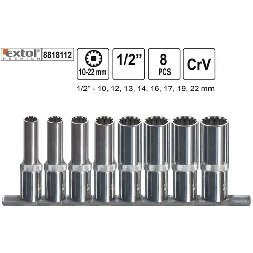 Extol Premium Gola oreščki Multilock 1/2" set 8 kosov 10-22mm, (20774191)