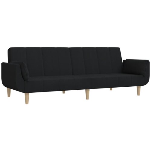 Maison Chic kavč - Sofa - Kanape dvosed z ležiščem in dvema blazinama črno blago, (21727234) Cene