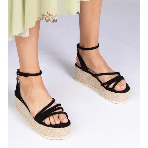 Gemre Black platform espadrille sandals Panola Cene