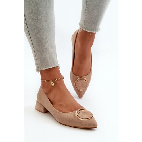 Kesi Low-heeled pumps made of eco-friendly suede S.Barski Beige Cene