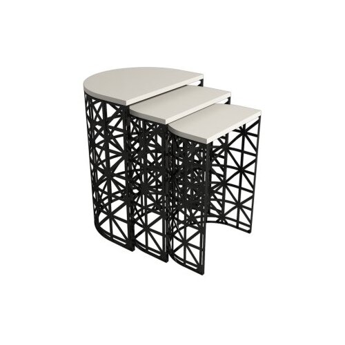 Hanah home Set klub stolića, 3 dijela Stil Metal Porculan Krem-Crna Cene