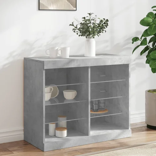  The Living Store Komoda z LED lučkami betonsko siva 81x37x67 cm - Komoda, (21448373)