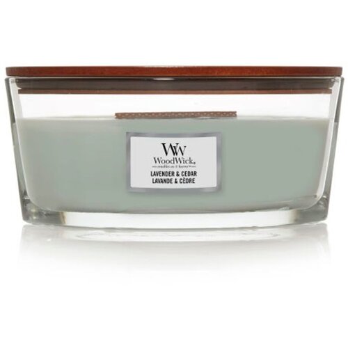 WoodWick Mirisna Svijeća Lavanda i Cedar s Drvenim Fitiljem 453,6 g Slike