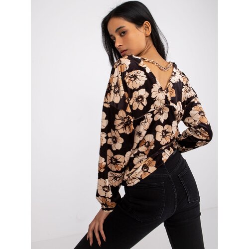 Fashion Hunters Black and beige velor blouse with a chain on the back Auroray Slike