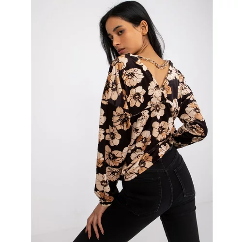 Fashion Hunters Black and beige velor blouse with a chain on the back Auroray