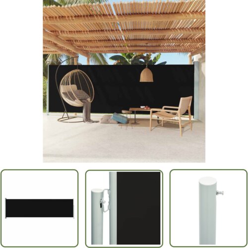  The Living Store Zložljiva stranska tenda za teraso 180x600 cm črna - Stranska Tenda, (21743709) Cene