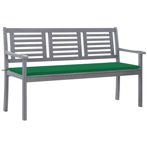 The Living Store Vrtna klop za 3 osebe z blazino 150 cm siv evkaliptusov les - Klop, (21462288) Slike