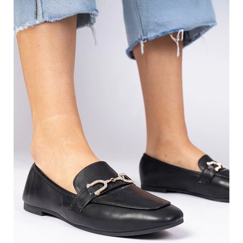 Gemre Black elegant loafers with rhinestones Banzao Cene