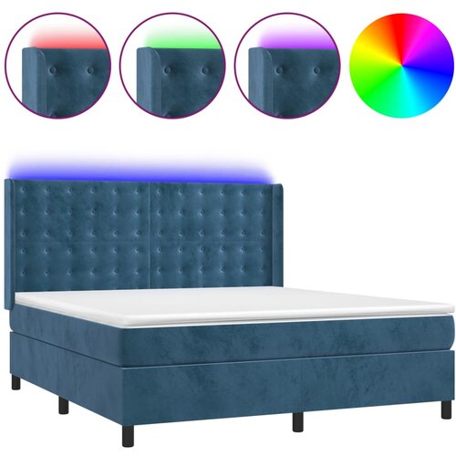 Maison Chic Box spring postelja - Vzmetna postelja z vzmetnico LED temno modra 160x200cm žamet SL9822, (21903518) Cene