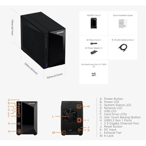 Asustor NAS Storage Server DRIVESTOR 2 Pro AS3302T v2 Slike