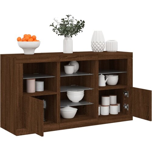  The Living Store Komoda z LED lučkami dimljen rjav hrast 123x37x67 cm - Komoda, (21442515) Cene