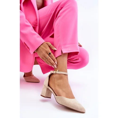 PS1 Suede Heel Pumps Beige Promise