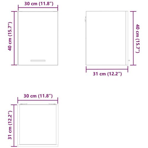 VidaXL viseći ormarić riga 2 pcs beton siva i bijela 30 x 31 x 40 cm Slike