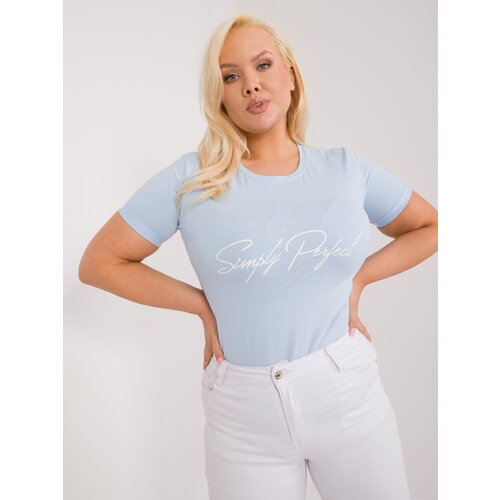 Fashion Hunters Light blue plus a large t-shirt with a round neckline Slike